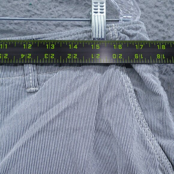 American Eagle Mens All Cotton Chino Shorts 34x9* Blue White Stripe Flat Front - Picture 10 of 16